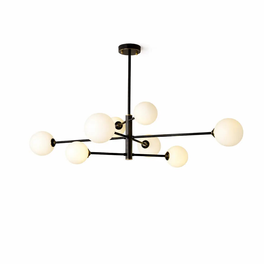 Lustre moderne noir avec globes opalins éclairage décoratif contemporain