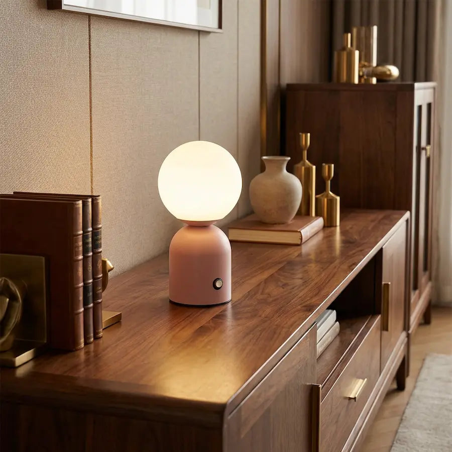 Lampe de table salon sans fil rechargeable couleur rose