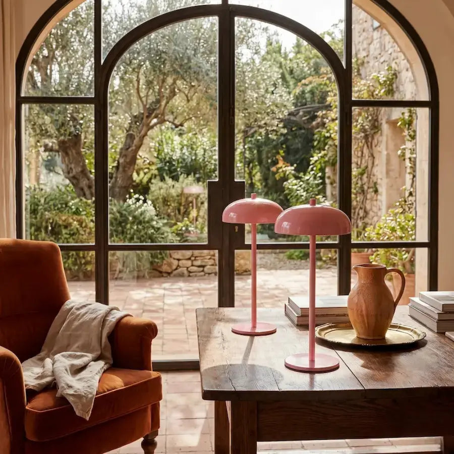 lampe de table rose forme champignon