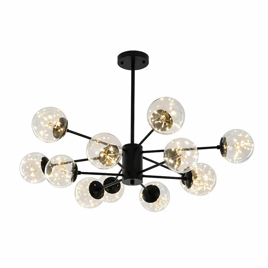lustre style nordique 12 têtes couleur noir