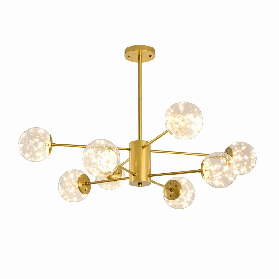 lustre style nordique 8 têtes couleur or