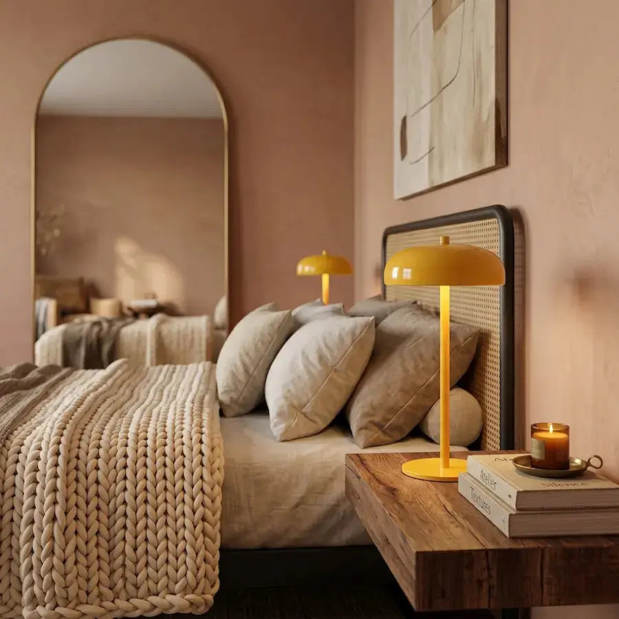 lampe de table chevet sans fil couleur jaune