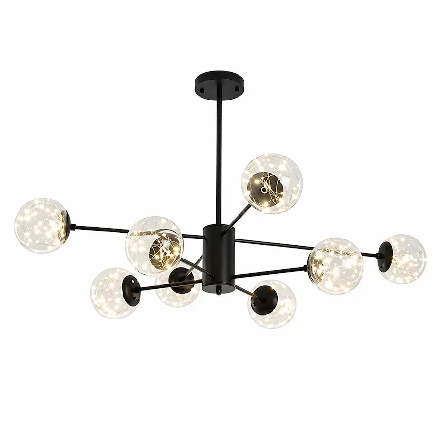 lustre style nordique 8 têtes couleur noir