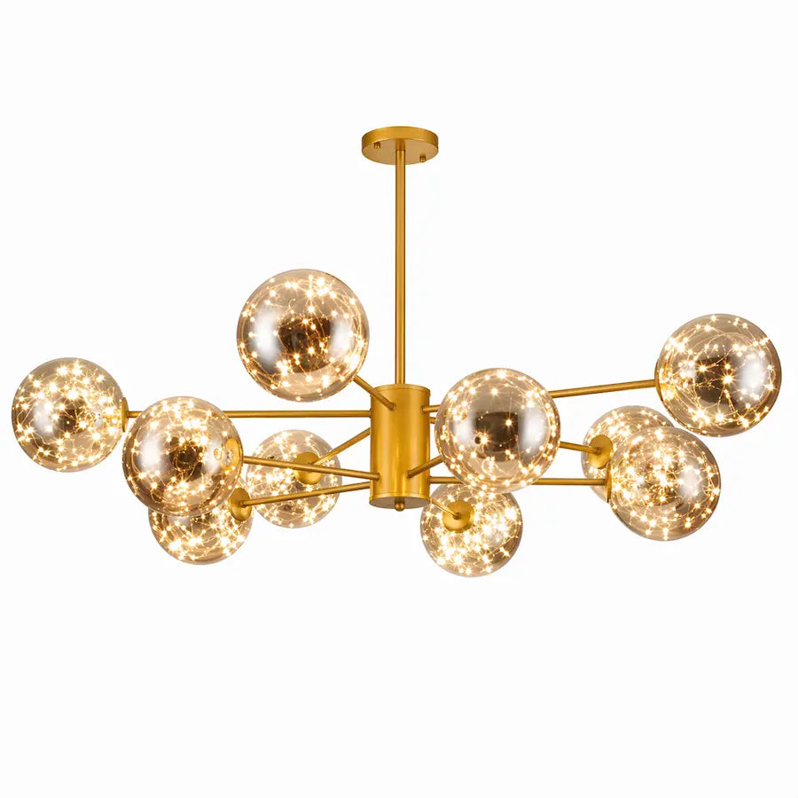 lustre style nordique 10 têtes couleur or