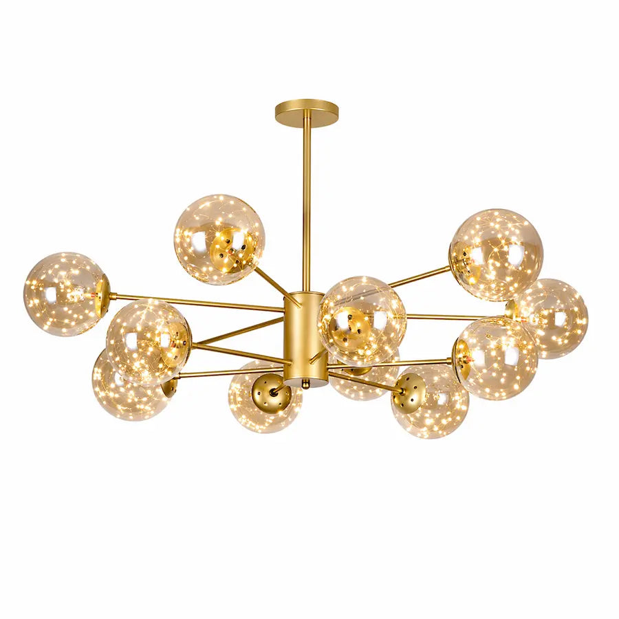 lustre style nordique 12 têtes couleur or