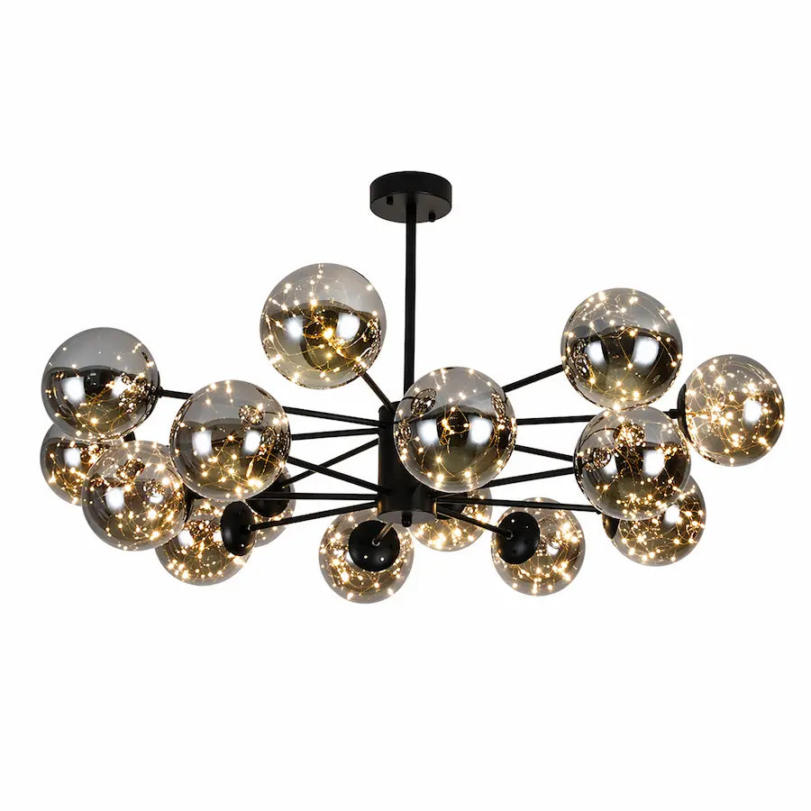 lustre style nordique 16 têtes couleur noir