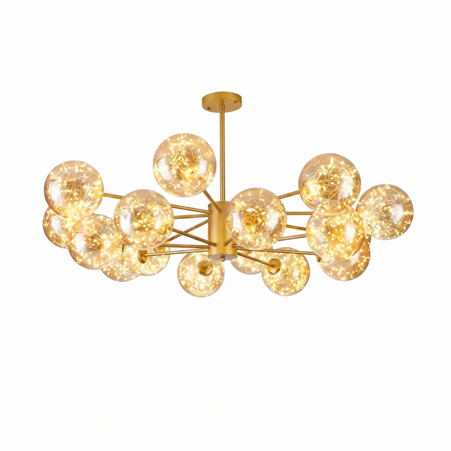 lustre style nordique 16 têtes couleur or