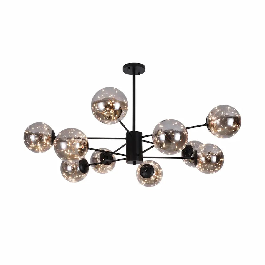 lustre style nordique 10 têtes couleur noir