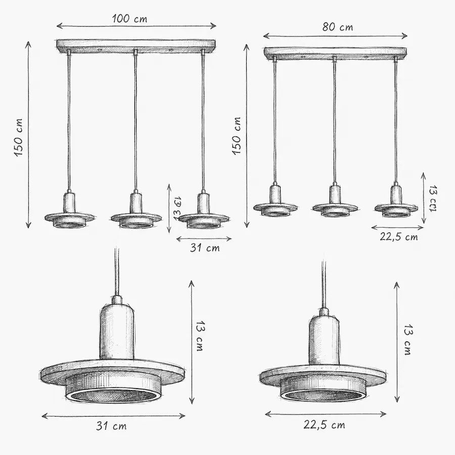 Dimensions Suspension Discoïdale Design en Travertin