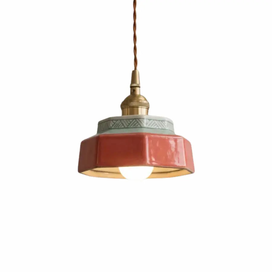 suspension en céramique rouge au style rétro