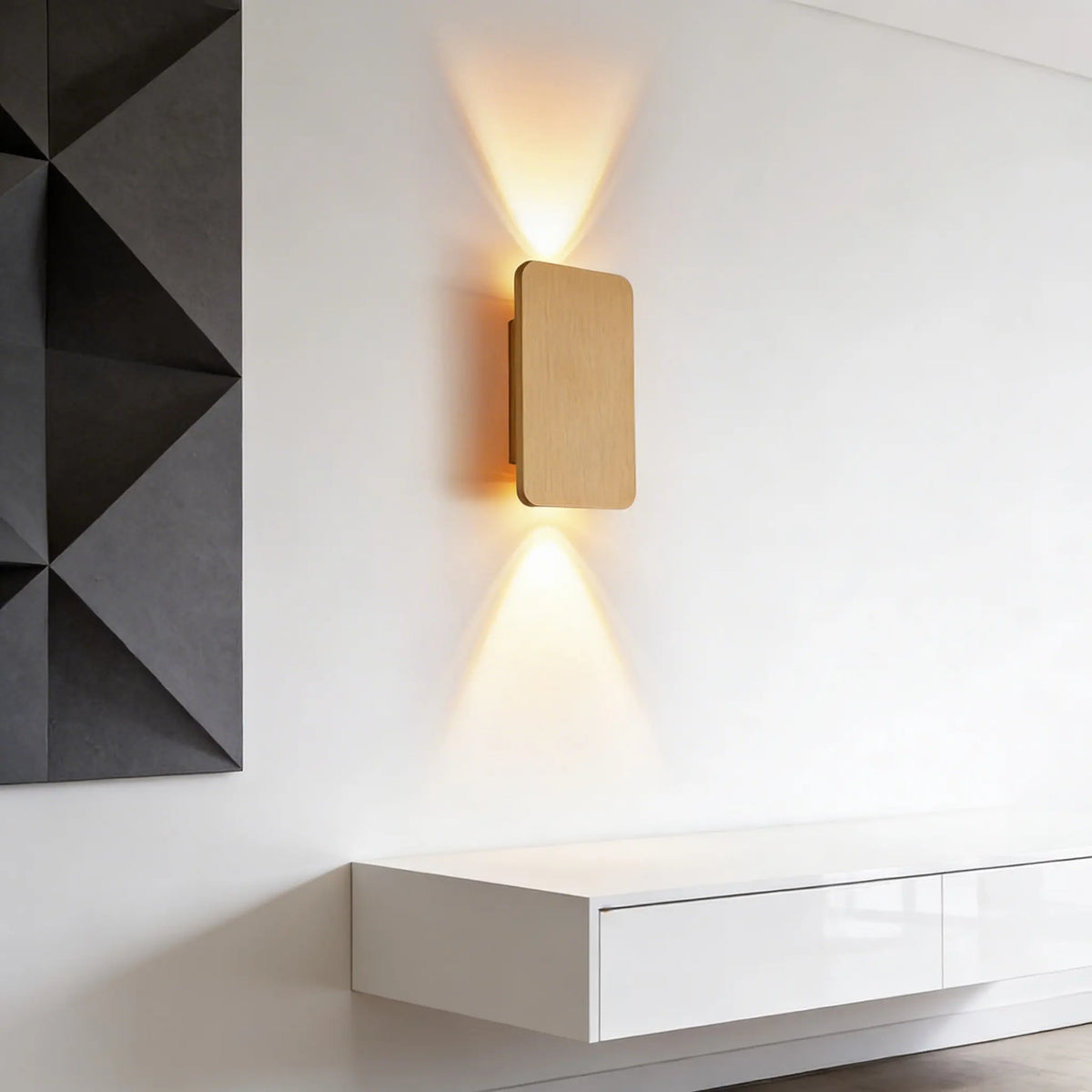 Applique murale LED dorée moderne fixée au mur, éclairage indirect haut et bas
