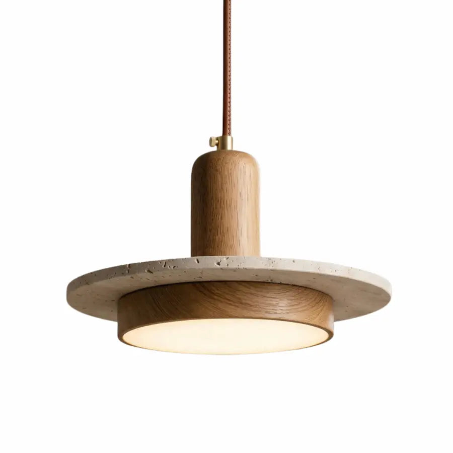 Suspension Discoïdale Design en Travertin couleur claire