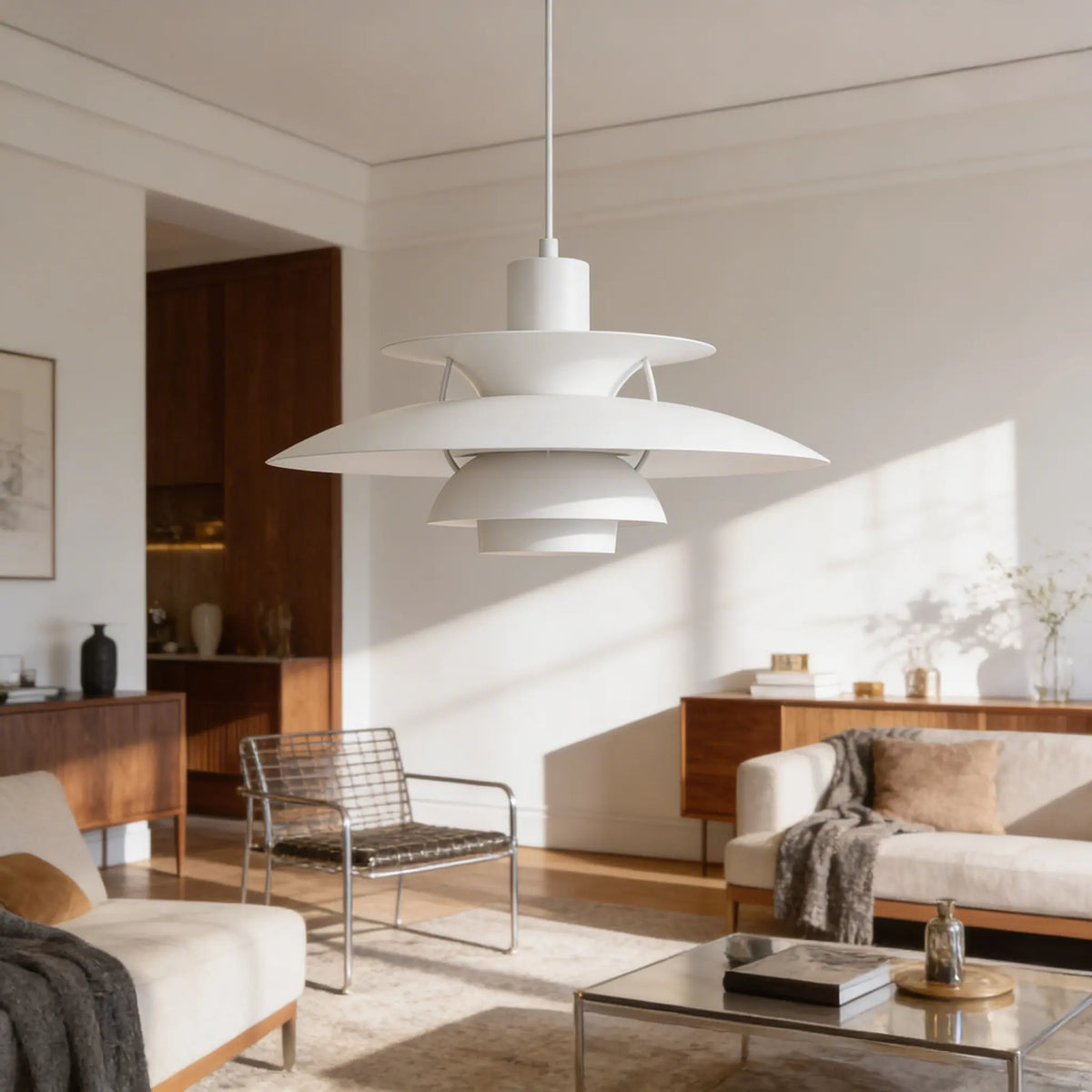 suspension macaron blanc design salon