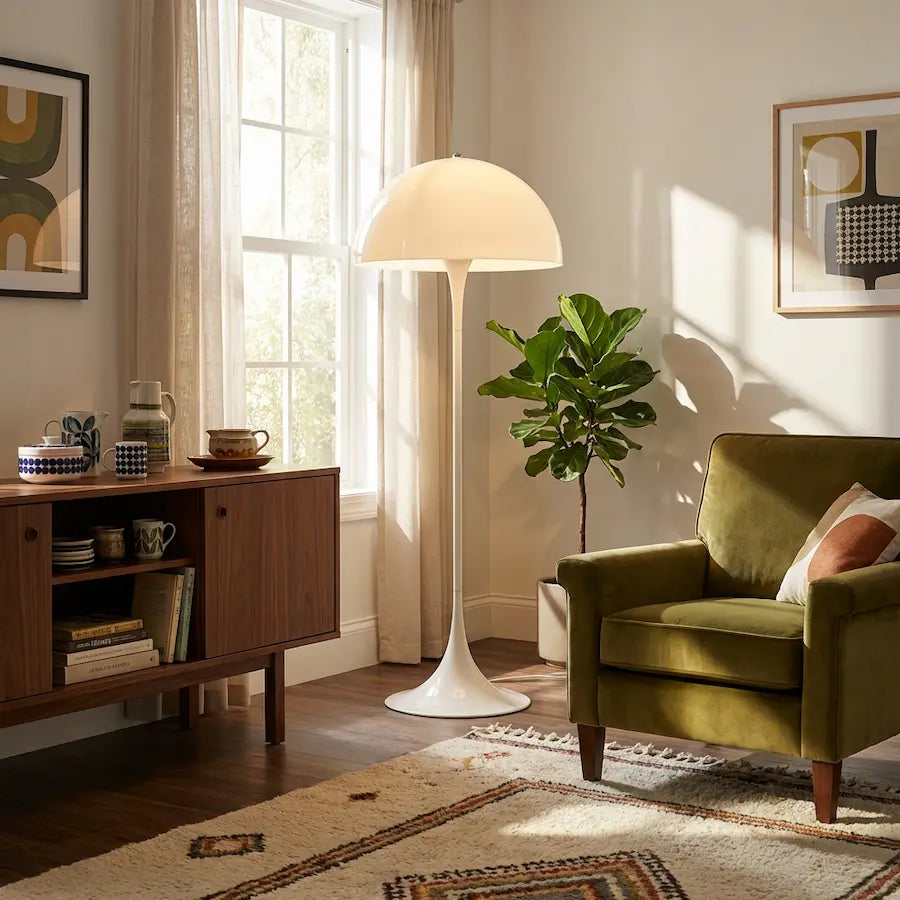 lampadaire de salon champignon led blanc