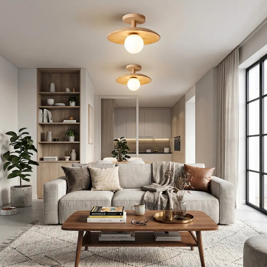 plafonnier en bois salon