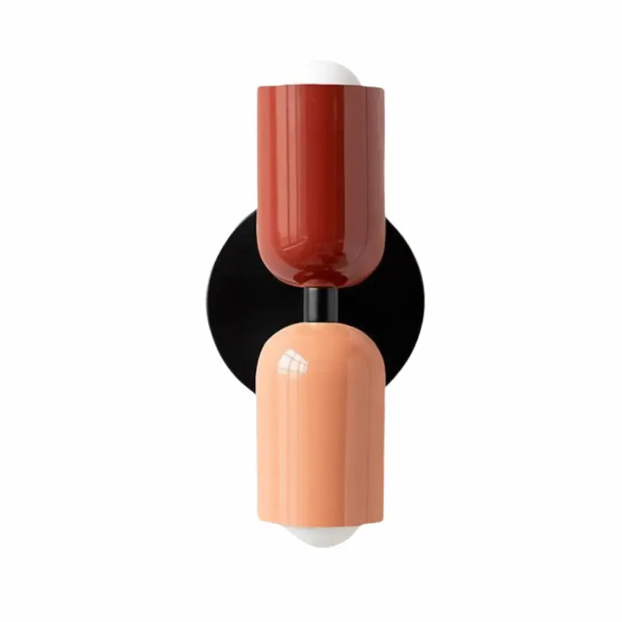 applique murale noir au design nordique couleur rouge et rose