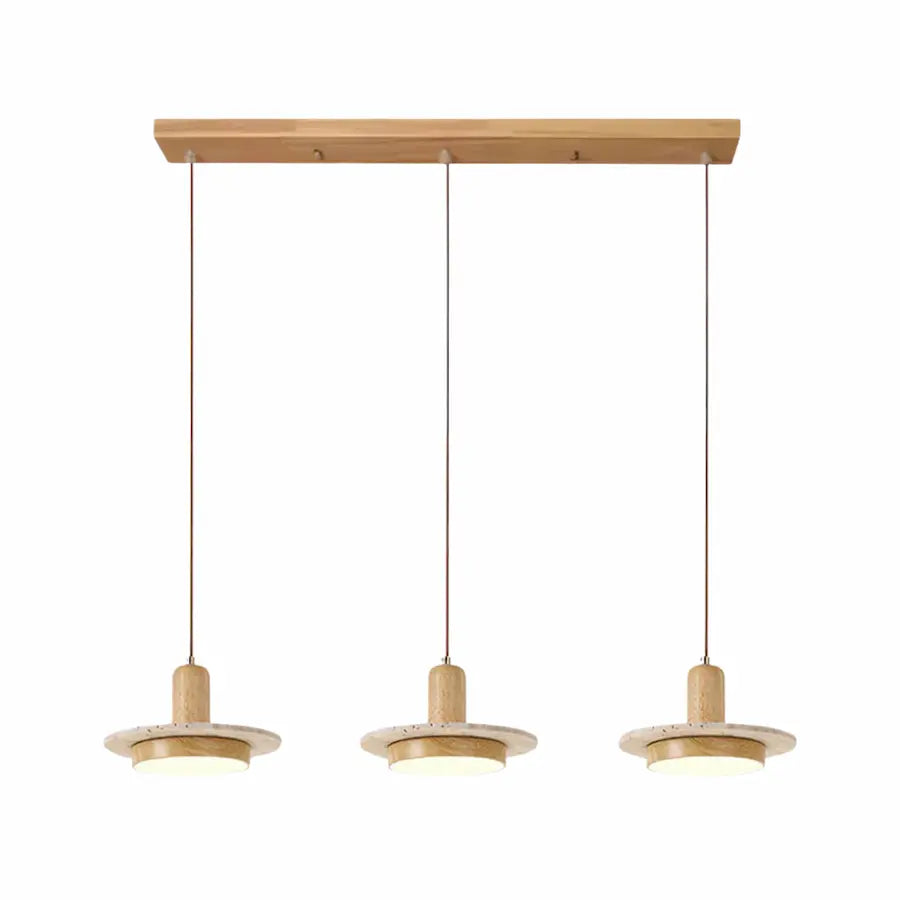 Triple Suspension Discoïdale Design en Travertin couleur claire