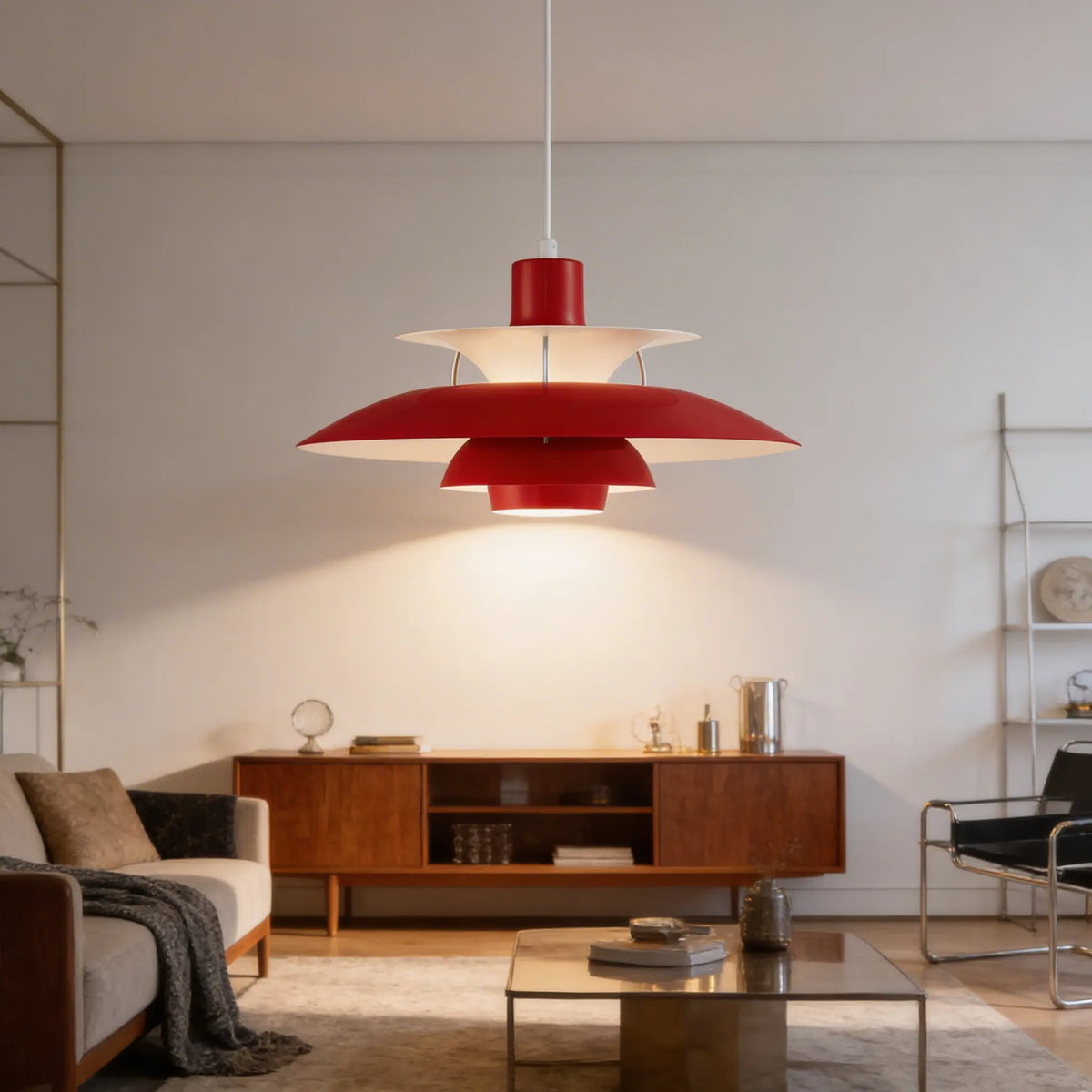 suspension macaron rouge design salon