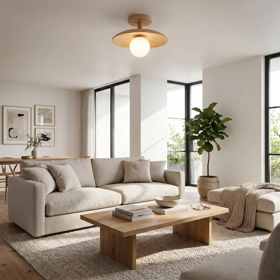 plafonnier style japonais en bois salon