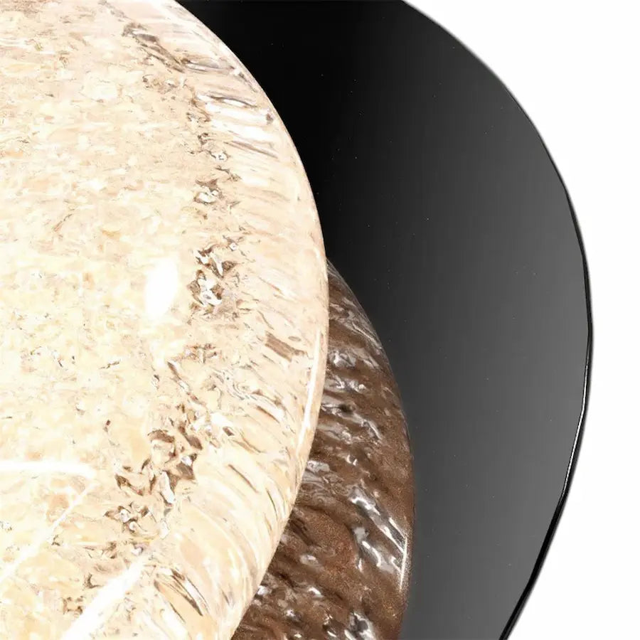 détails plafonnier salon rond moderne en résine couleur noir