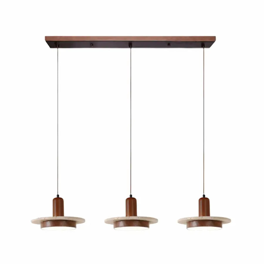 Triple Suspension Discoïdale Design en Travertin couleur foncée