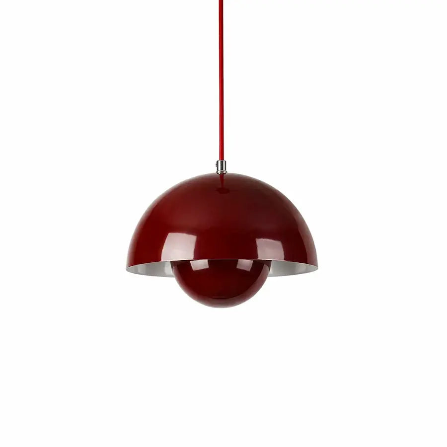 suspension luminaire design minimaliste couleur rouge foncé