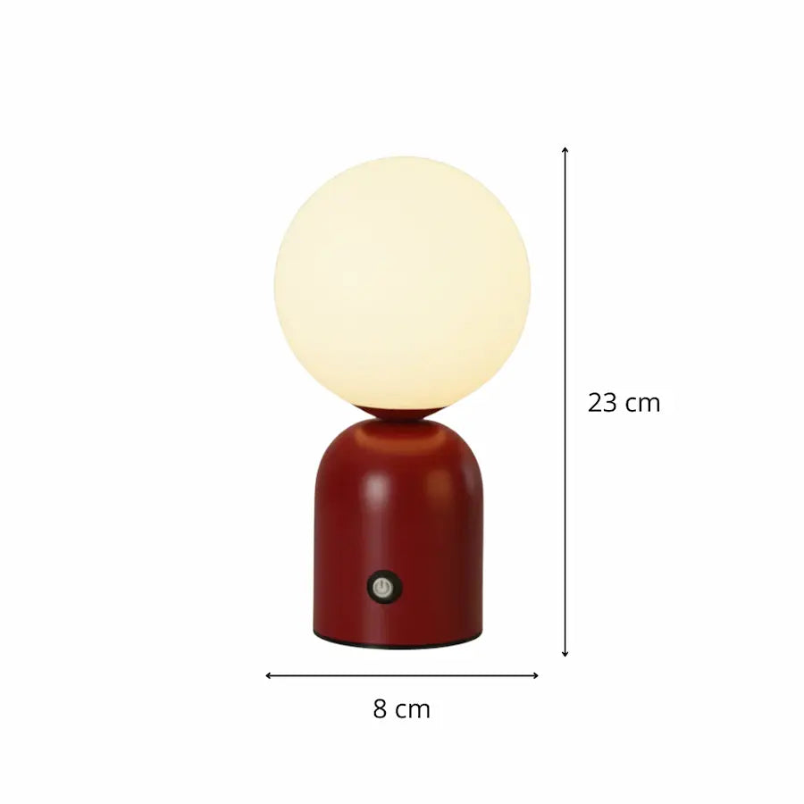 dimensions Lampe de table sans fil rechargeable rouge