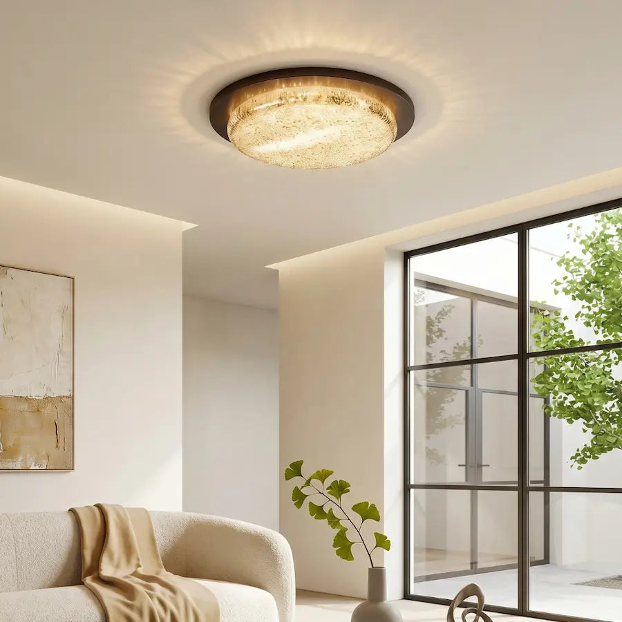 plafonnier rond moderne en résine couleur noir