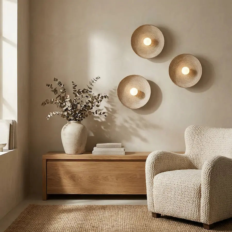 applique murale minimaliste salon en forme de disque couleur marron