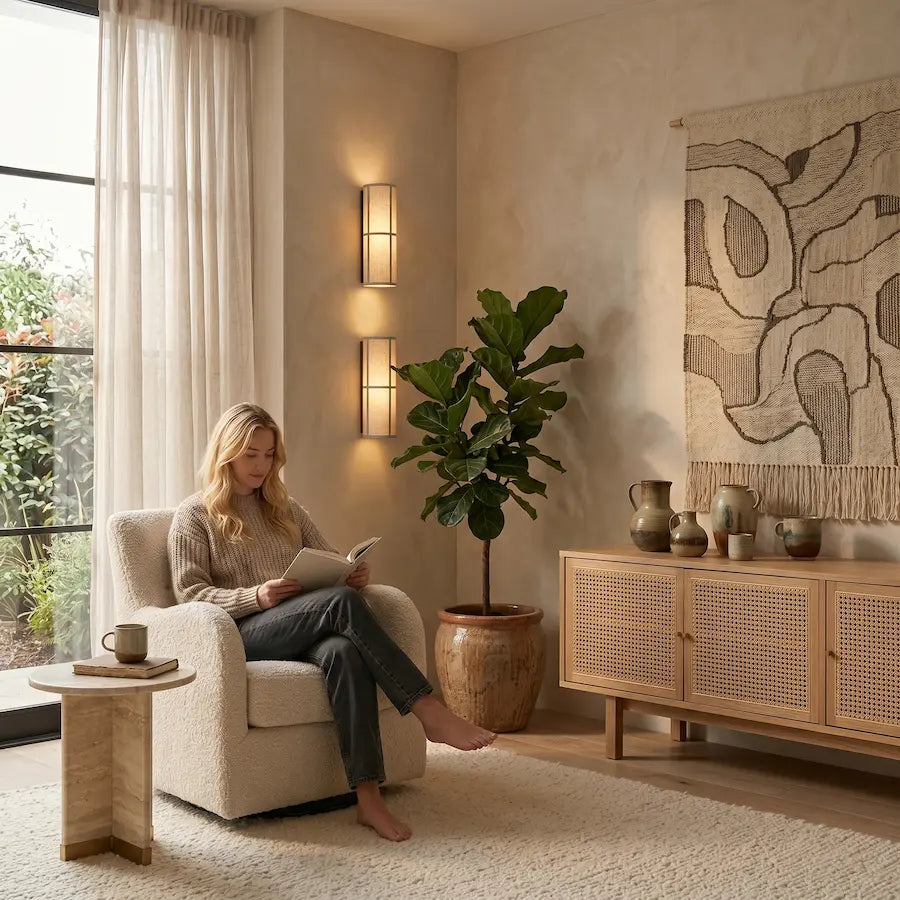 applique murale au style wabi-sabi design minimaliste et contemporain salon