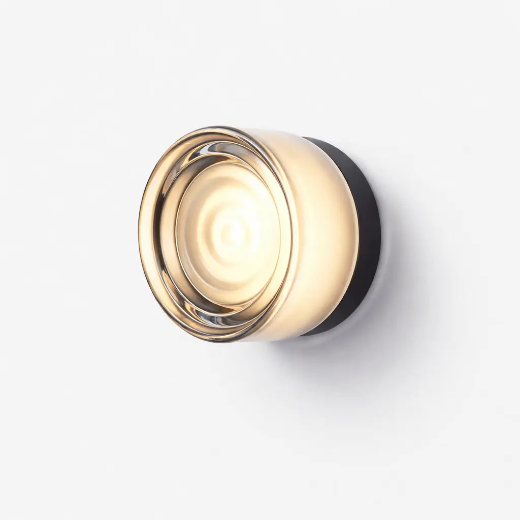 Applique murale ronde cylindrique en verre transparent champagne avec LED intégrée