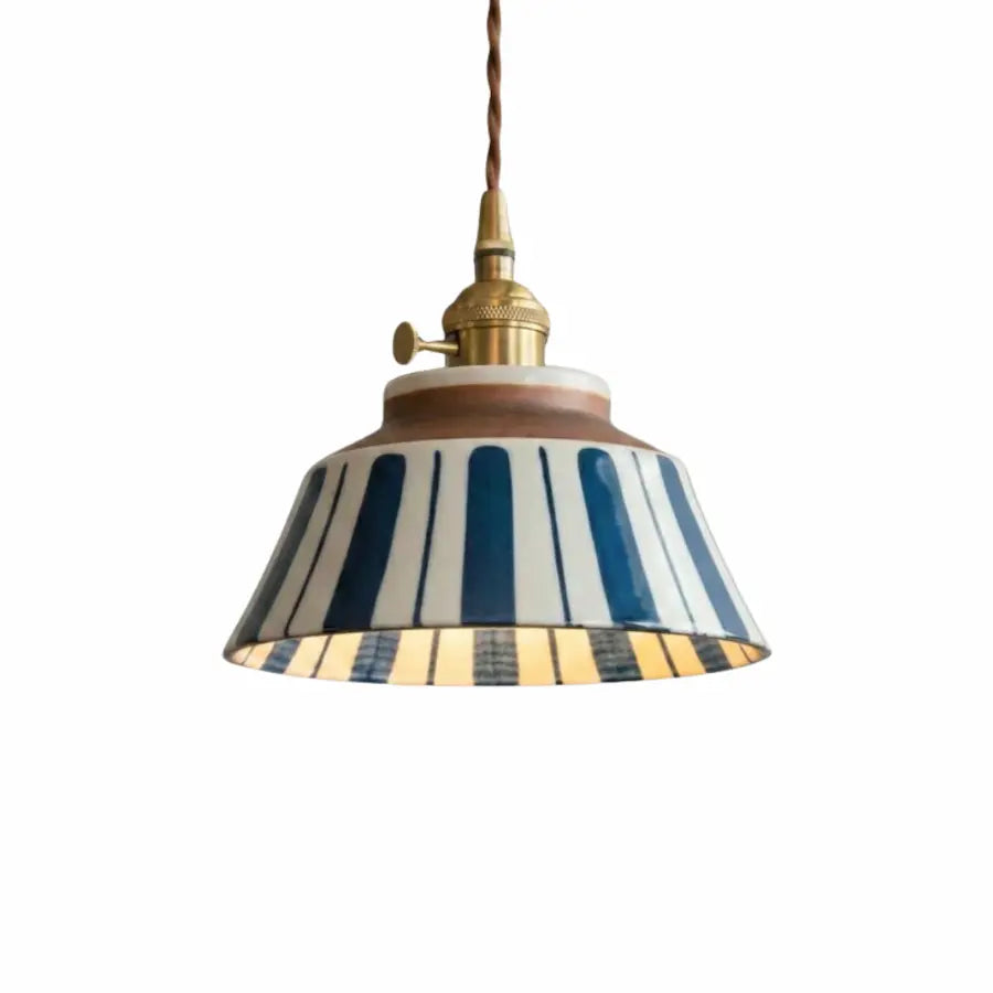 suspension céramique rayures larges bleu luminaire design