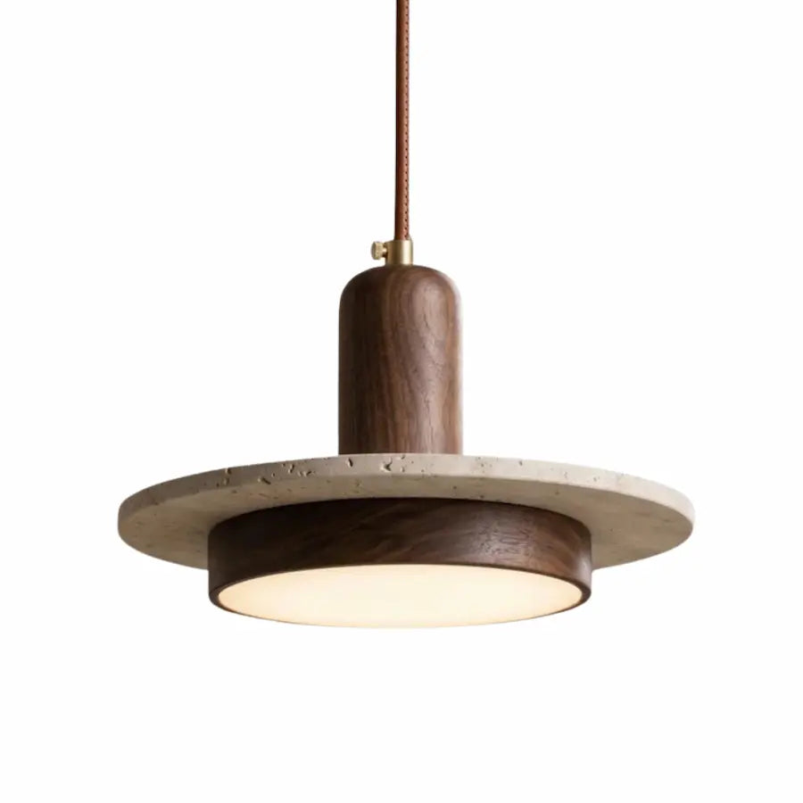 Suspension Discoïdale Design en Travertin couleur foncée