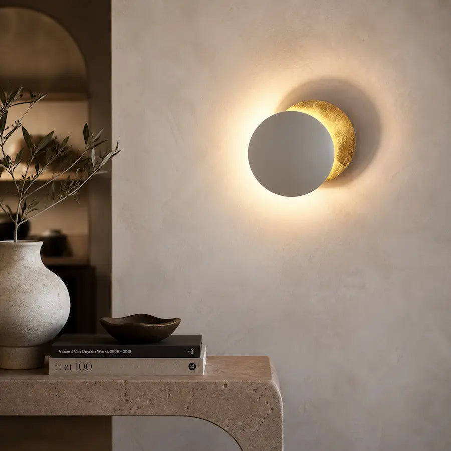 Applique Murale en Forme d'Éclipse couleur blanc et doré