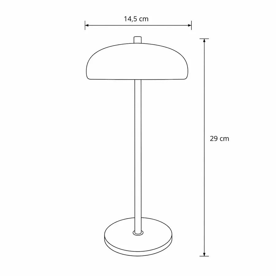 dimensions lampe de table sans fil en forme de champignon
