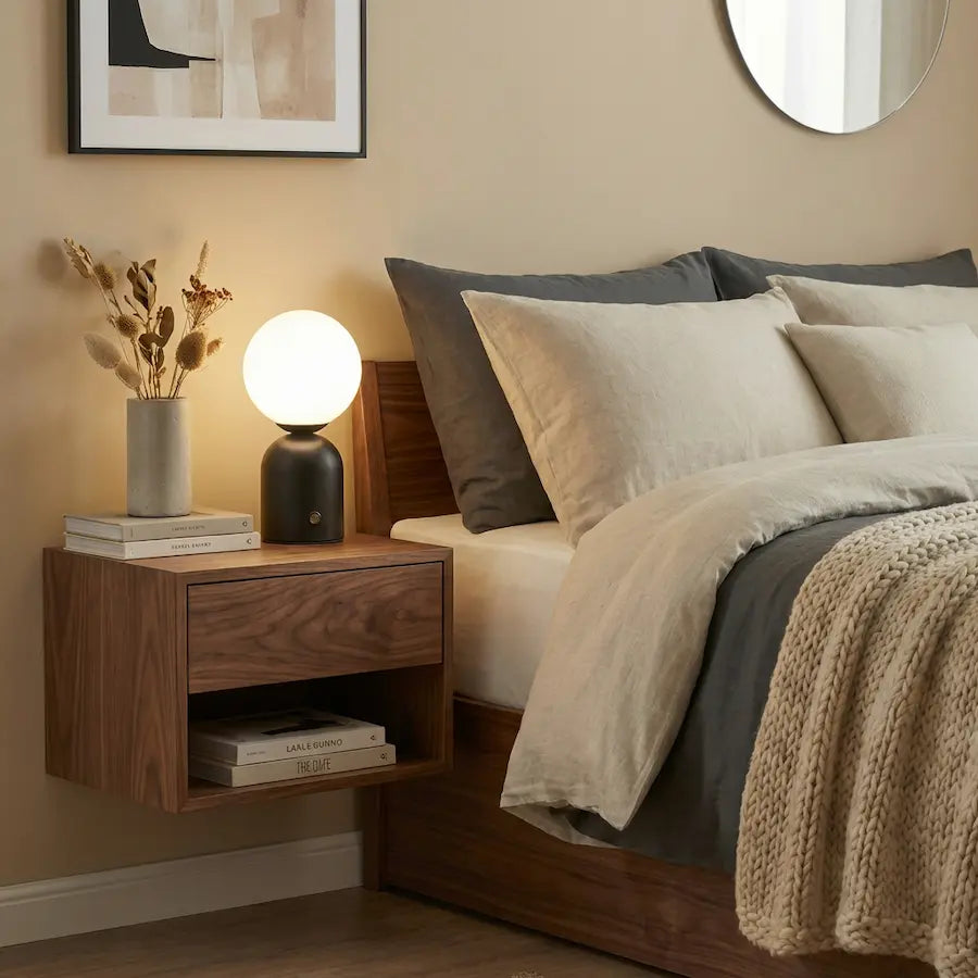 Lampe de table chevet sans fil rechargeable noir 