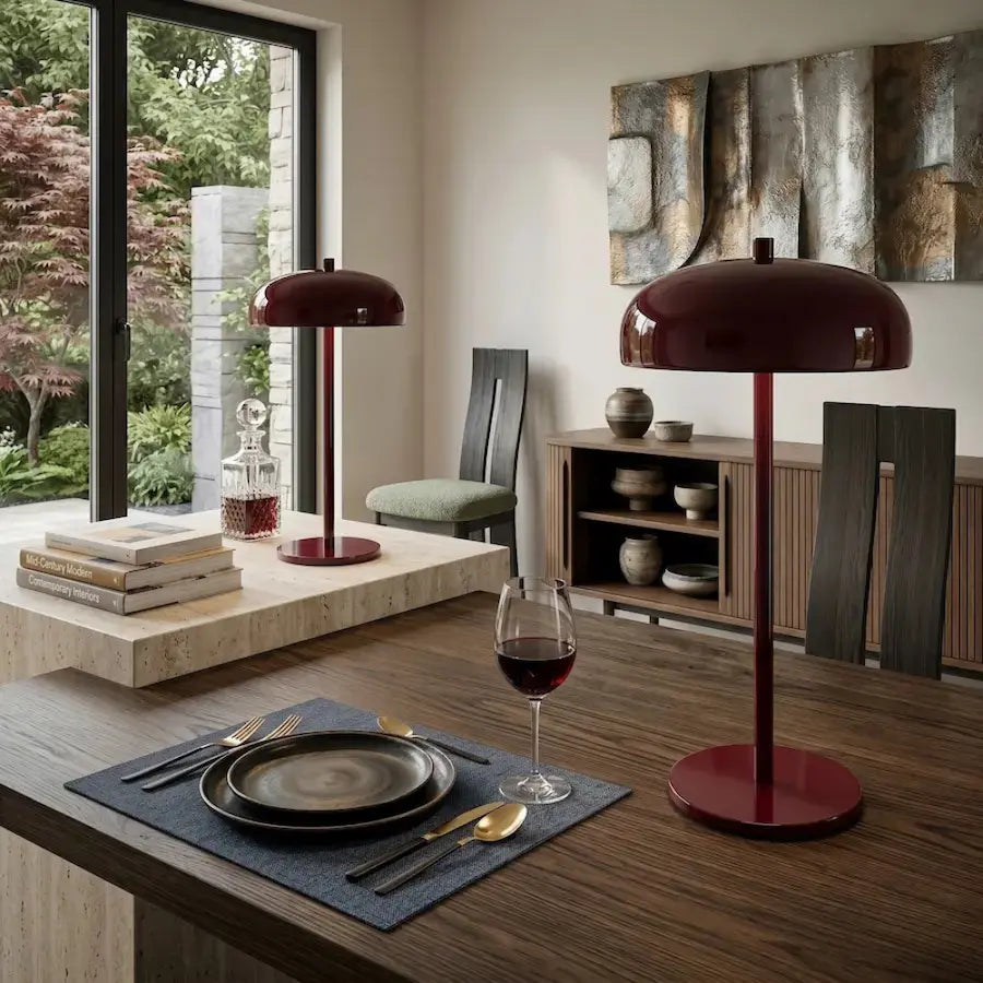 lampe de table champignon sans fil couleur rouge salon